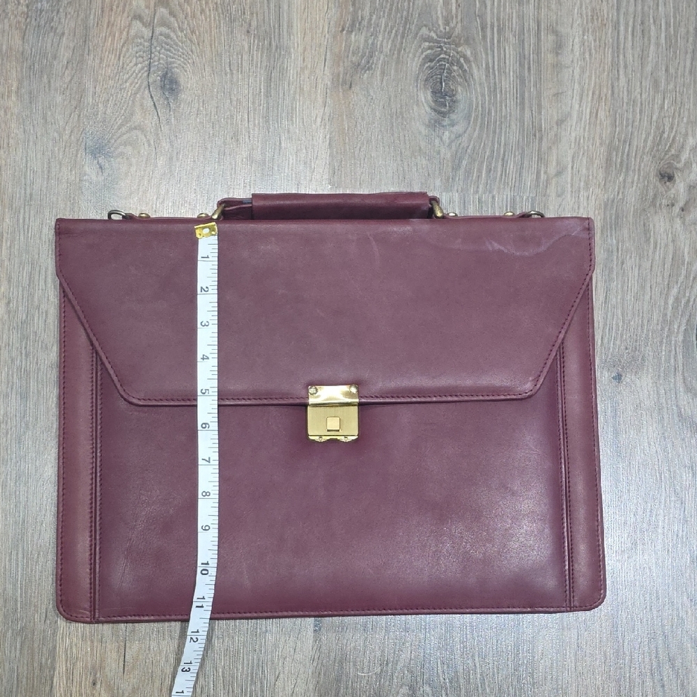 Burgundy Leather Briefcase with Gold Clasp